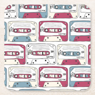 Retro Music Cassettes: Sten Background Mönster Underlägg Papper Kvadrat