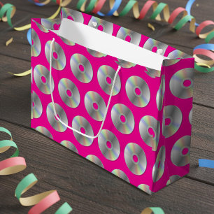 Retro Music CD:er Mönster Shock rosa Stor Gift Bag
