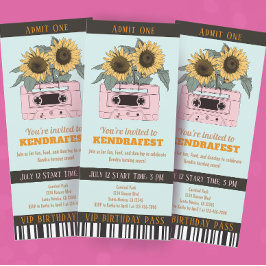 Retro Music Festival Dance Party Biljett Birthday