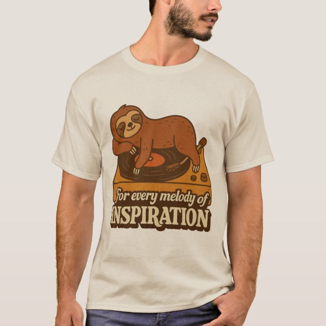 Retro Music Lover Cute Animal Graphic Tee (Framsida)