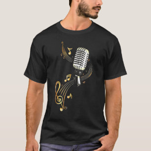 Retro Music Microphone med Musik noter och Clef T Shirt