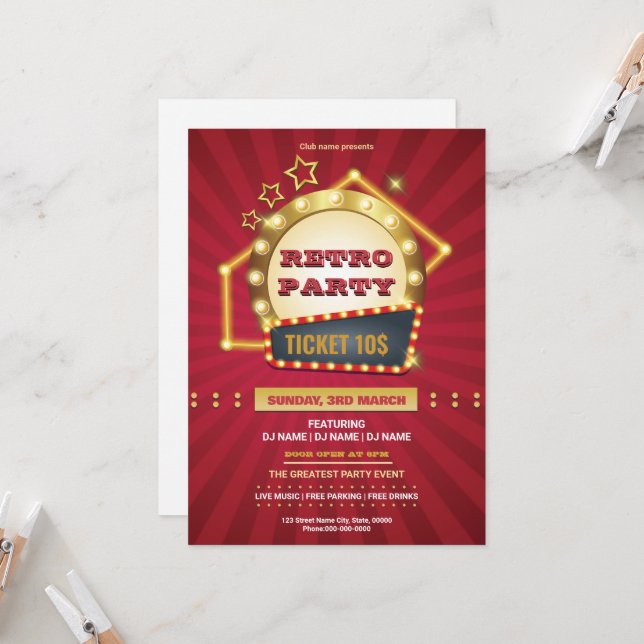 Retro Music Party Flyer Template (Fram/Back In Situ)