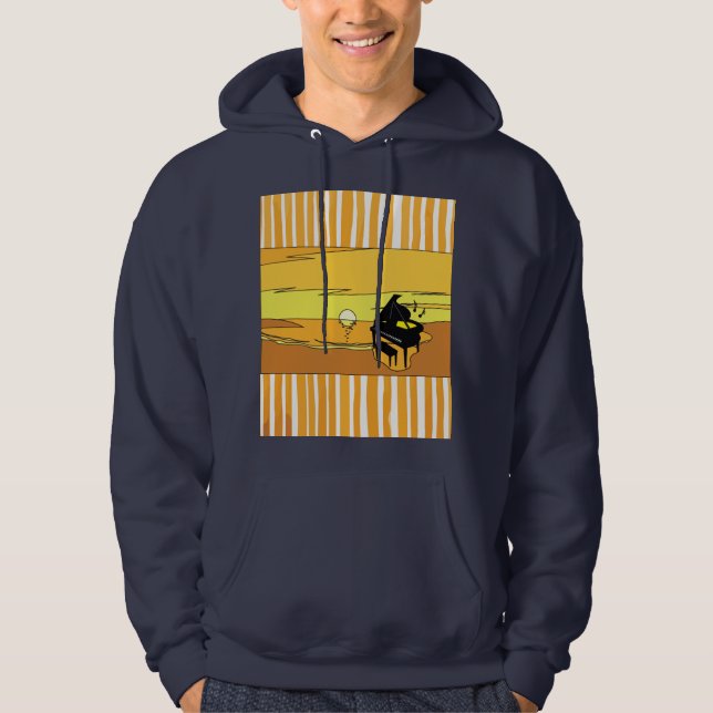 Retro Music Piano Sunset Hoodie (Framsida)
