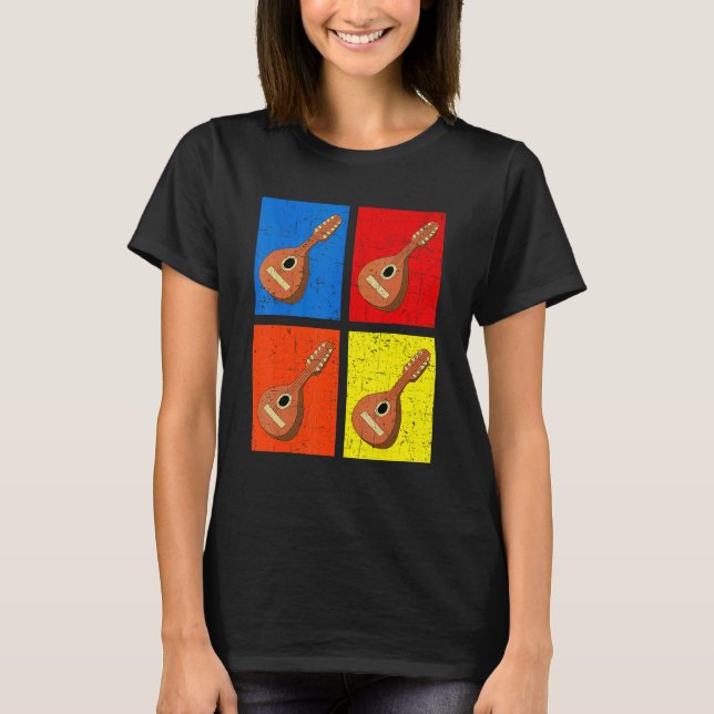 Retro Music String Instrument Mandolin T Shirt (Framsida)