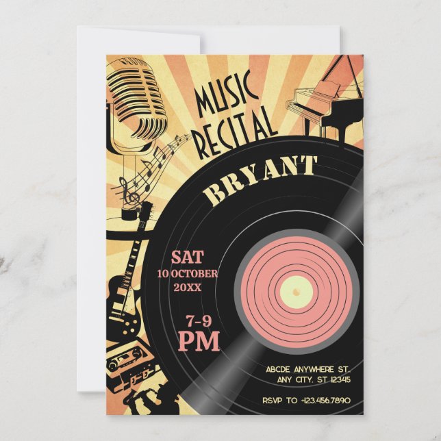 Retro Music vintage konsertfestival  Inbjudningar (Framsida)