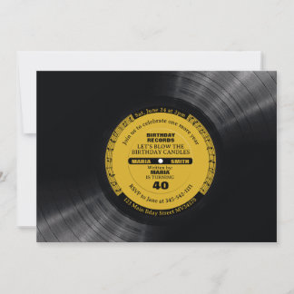 Retro Music Vinyl 60s 70:e födelsedagsinbjudan Inbjudningar