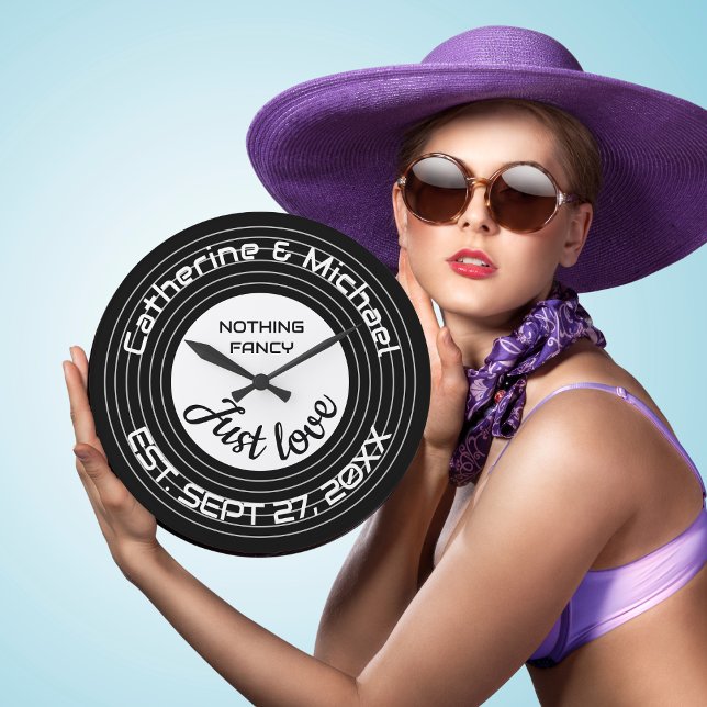 Retro Music Vinyl Record Bröllop-årsdag Stor Klocka (Skapare uppladdad)