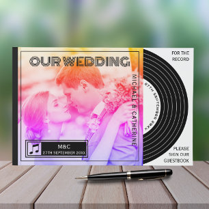 Retro Music Vinyl Record Cover Bröllop Gästböcker