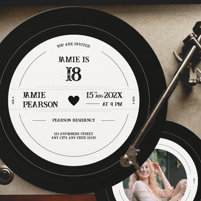 Retro Music Vinyl Record Milestone Birthday Inbjudningar (Skapare uppladdad)