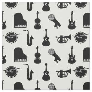 Retro Musical Instrument Icons Black & White Music Tyg