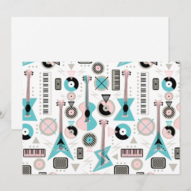 Retro Musical Mayhem Inbjudningar (Fram/baksida)