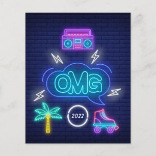 Retro musik neon skyltar examensfest inbjudan flygblad