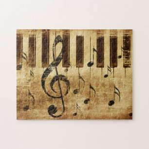 Retro musik noter och piano pussel