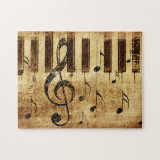 Retro musik noter och piano pussel