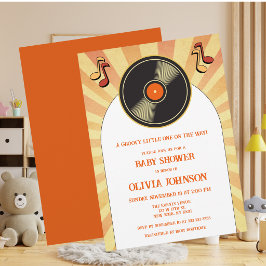 Retro Musik Vinyl Groovy Baby Shower Inbjudan