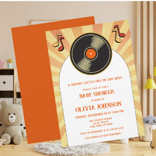 Retro Musik Vinyl Groovy Baby Shower Inbjudan