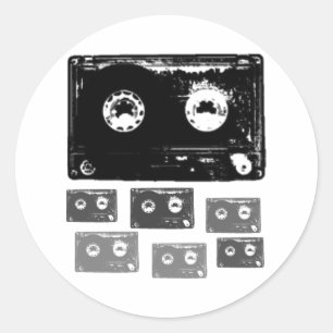 Retro musikdesign! runt klistermärke