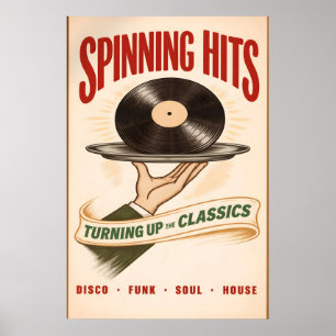 Retro musikplansch, vinylskivekonst, DJ-lounge Poster