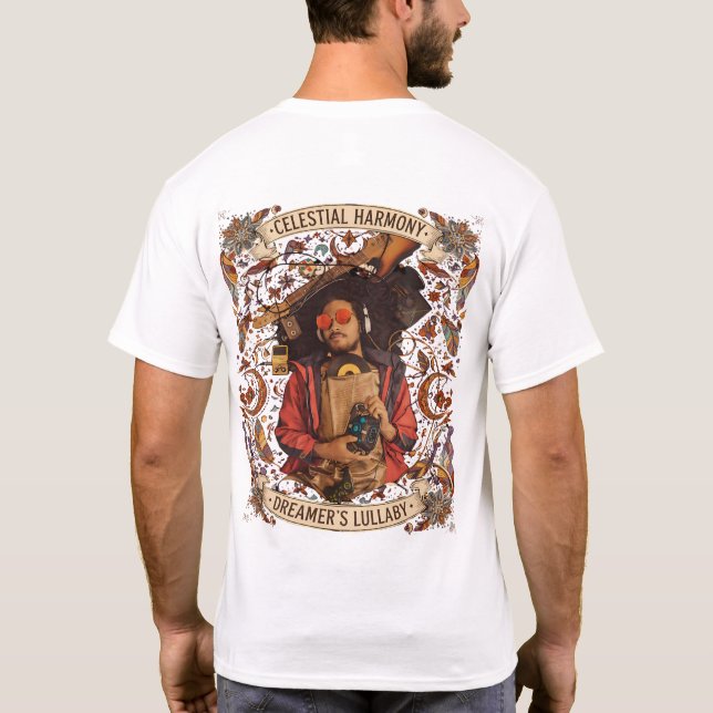 Retro Musikstämningar & Drömmarens Vaggvisa Grafik T Shirt (Baksida)