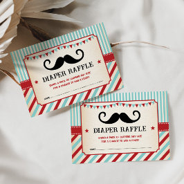 Retro Mustache Little gentleman Baby Diaper Raffle Tilläggskort