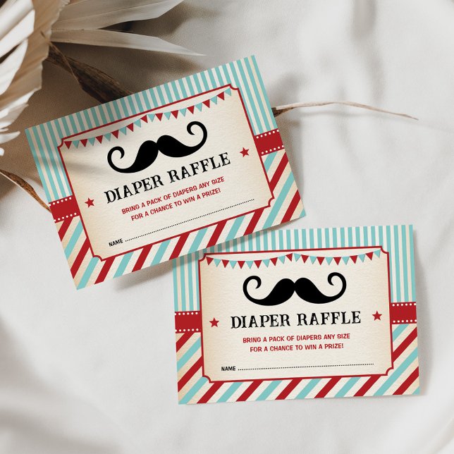 Retro Mustache Little gentleman Baby Diaper Raffle Tilläggskort (Skapare uppladdad)