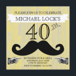 Retro Mustache Manar B'day Bachelor-inbjudan Inbjudningar<br><div class="desc">Fira i stil med dessa ännu moderna inbjudningar till manarnas födelsedag som innehåller numret tryckt på en texturerad gult med rött skal och en mustasch som ska läggas till i roligten. Inte bara för födelsedagen, underbar för en reklamfest också! **OBS! Du kan byta gult färg till valfri färg. Bakgrunden färg...</div>