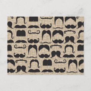 Retro Mustache Mustache Stache Mönster Vykort