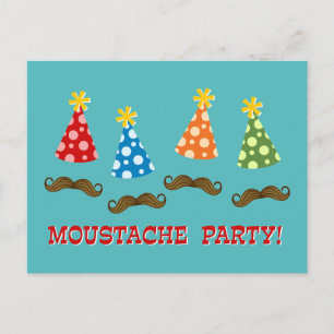 Retro Mustache Party Inbjudan Vykort