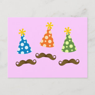 Retro Mustache Party Vykort