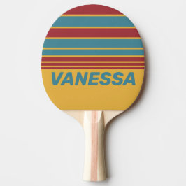Retro Mustard Seed Horisontell Randig med Namn Pingisracket