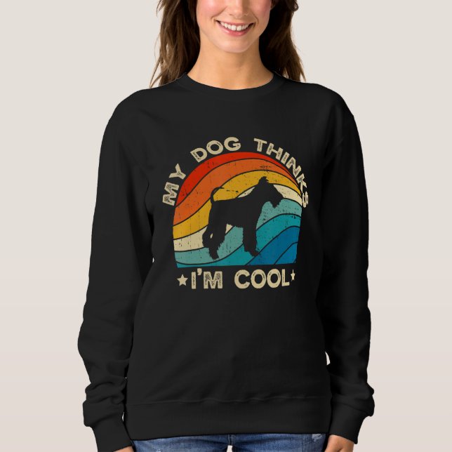 Retro My Dog Thinks I'm Cool Fox Terrier Dog Lover T Shirt (Framsida)