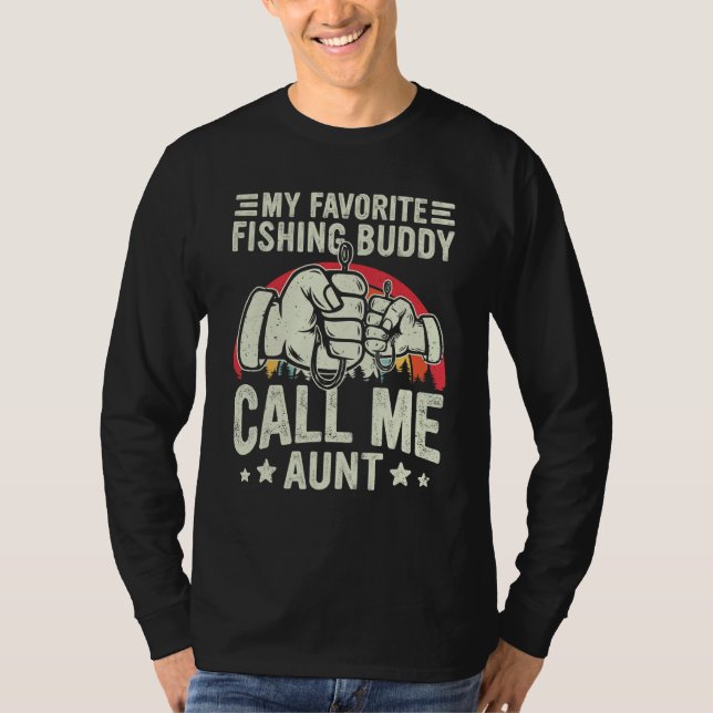 Retro My Favorite Fishing Buddy Call Me Aunt Fishi T Shirt (Framsida)