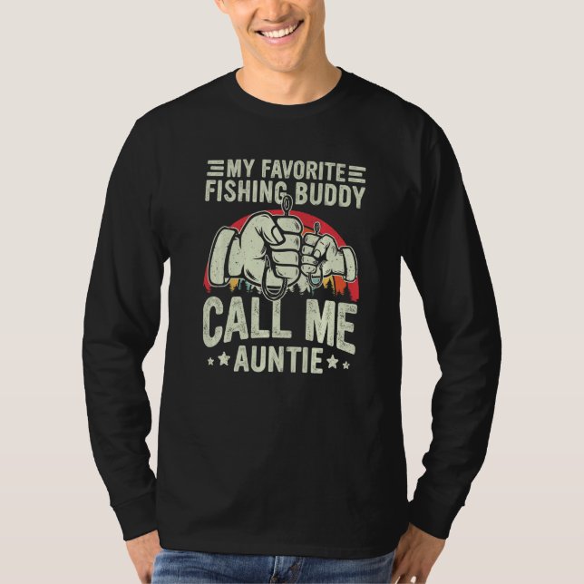 Retro My Favorite Fishing Buddy Call Me Auntie Fis T Shirt (Framsida)
