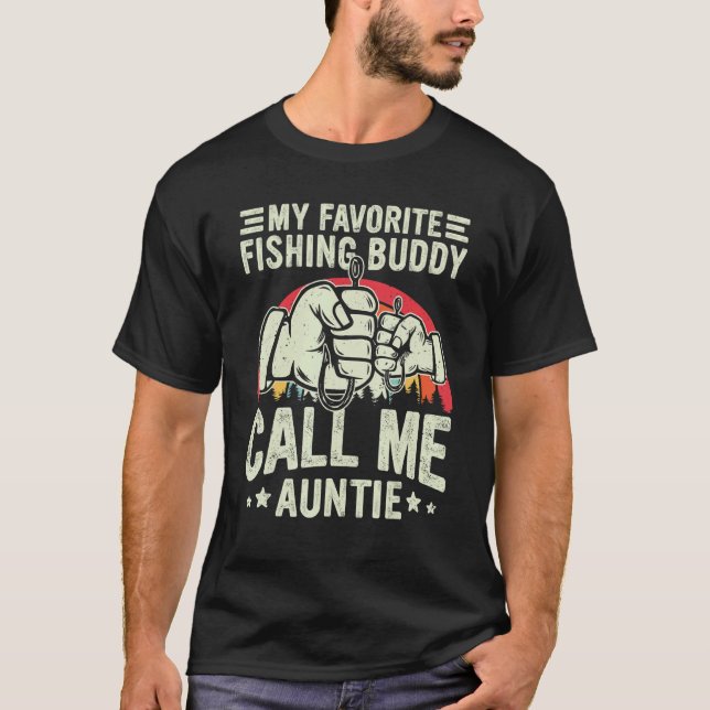 Retro My Favorite Fishing Buddy Call Me Auntie Fis T Shirt (Framsida)
