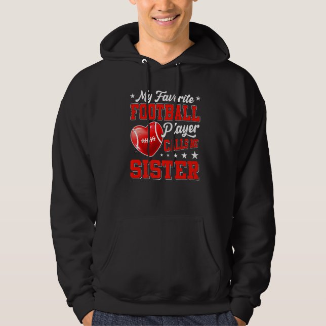 Retro My Favorite Football Player kallar mig syste Hoodie (Framsida)