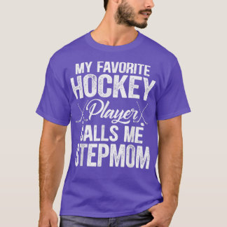 Retro My Favorite Hockey Player ringer mig Stepmam T Shirt
