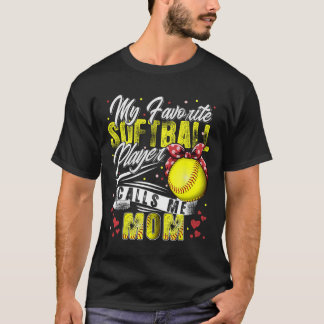 Retro My Favorite Softball Player ringer mig Mamma T Shirt