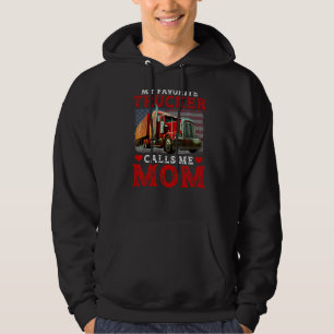 Retro My Favorite Trucker kallar mig Mamma USA fla Hoodie