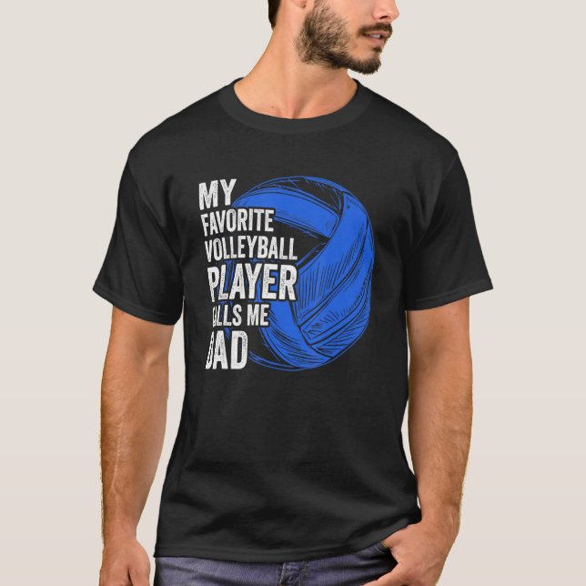 Retro My Favorite Volleyball Player ringer mig Pap T Shirt (Framsida)