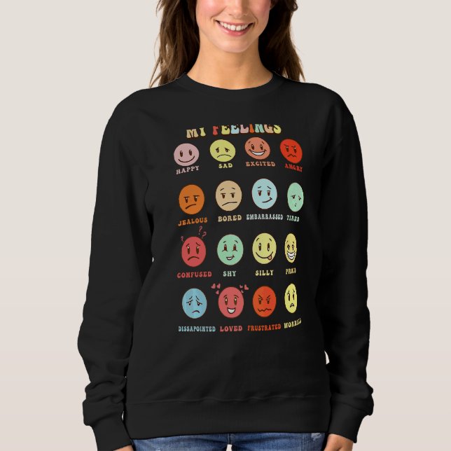 Retro My Feelings Emotion Ansikte Mental Health Ma T Shirt (Framsida)