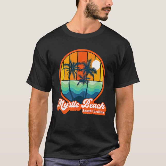 Retro Myrtle Beach South Carolina Summer Family Va T Shirt (Framsida)