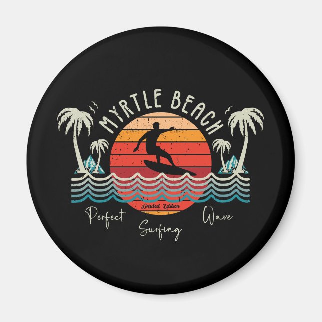 Retro Myrtle Beach Surfing Magnet (Framsidan)