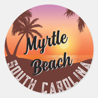 Retro Myrtle Beach Vibes: Vintage 80-talet Souveni Runt Klistermärke
