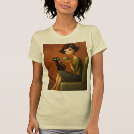 Retro Mysig Morgon Svart Katt Estetisk T-Shirt