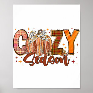 Retro Mysigt Season Pumpkin Bow Tis säsong tack Poster