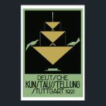 Retro naive art deco poster<br><div class="desc">Nya verk från en gammal reklam poster för den tyska konstutställningen i Stuttgart 1921,  i en blandning av naiv konst och tidigt art deco. Svart,  grönt och gult.</div>