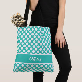 Retro Named Turcos & White Polka Dot Tote Bag Tygkasse