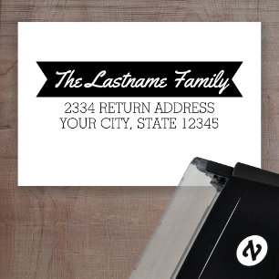 Retro Namn och Returadress med enkel banderoll Självfärgande Stämpel