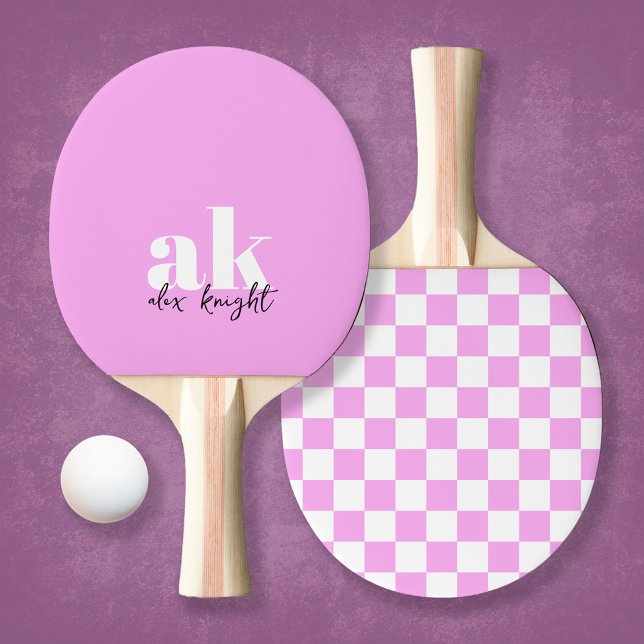 Retro Namnteckning Monogram kontrollerat Pingisracket (Skapare uppladdad)
