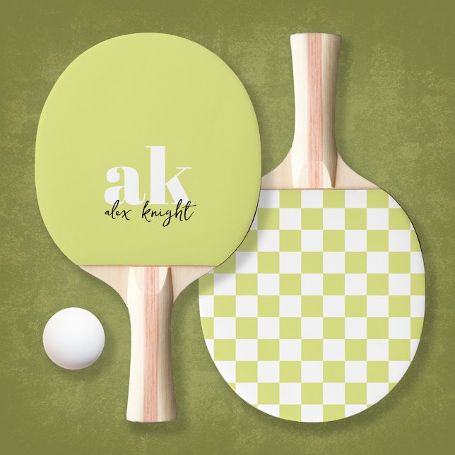 Retro Namnteckning Monogram kontrollerat Pingisracket (Skapare uppladdad)